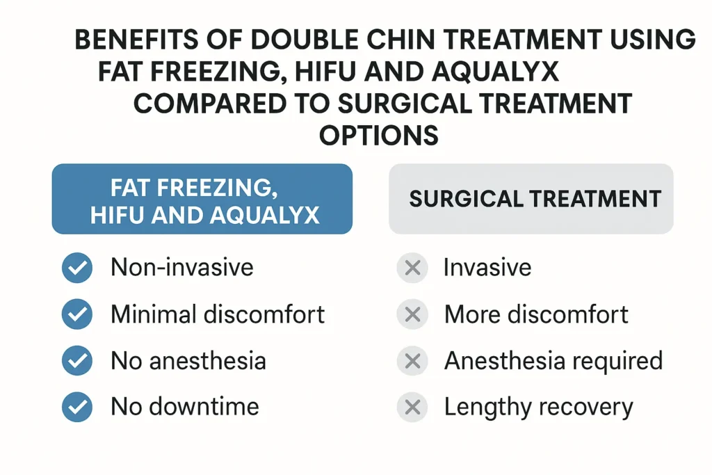 Graphic about the benefits of double chin treatment East Kilbride - from LA LIPO