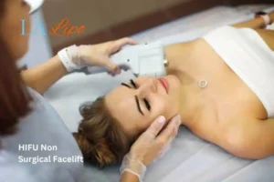 Woman having Hi-Fu to reduce wrinkles East Kilbride.
