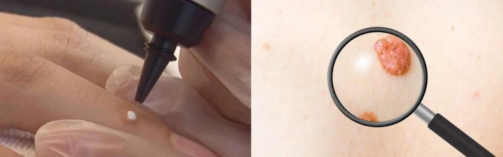 Person getting moles removed with cryopen East Kilbride