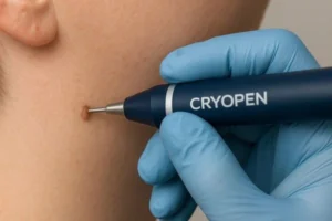 Person receiving skin tag removal East Kilbride